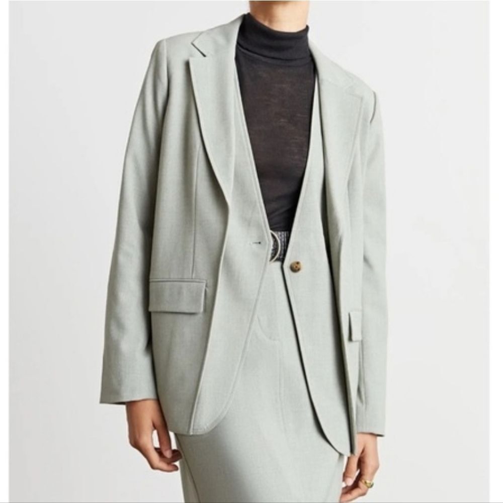 Who What Wear Mint Green Single-Button Blazer